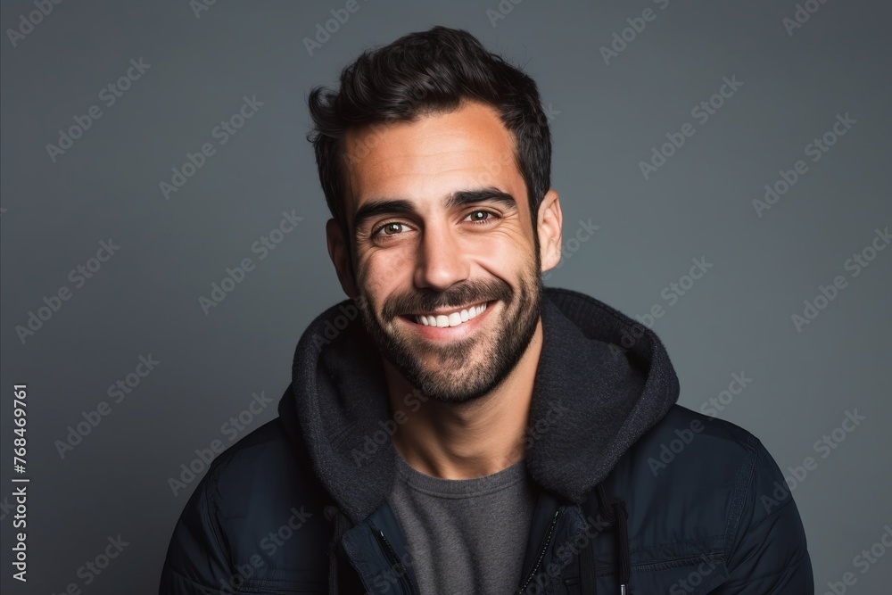 Portrait of a handsome young man smiling and looking at camera. Portrait of a handsome young man smiling and looking at camera.