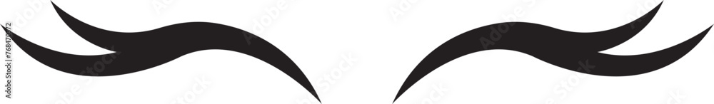 Obraz premium Closed eye with eyelashes cute icon for cartoon character illustration. Sleep girl or unicorn long eyelash line flat simple face part graphic makeup mascara symbol isolated on transparent background.