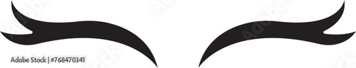 Closed eye with eyelashes cute icon for cartoon character illustration. Sleep girl or unicorn long eyelash line flat simple face part graphic makeup mascara symbol isolated on transparent background.