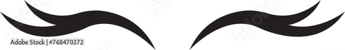 Closed eye with eyelashes cute icon for cartoon character illustration. Sleep girl or unicorn long eyelash line flat simple face part graphic makeup mascara symbol isolated on transparent background.