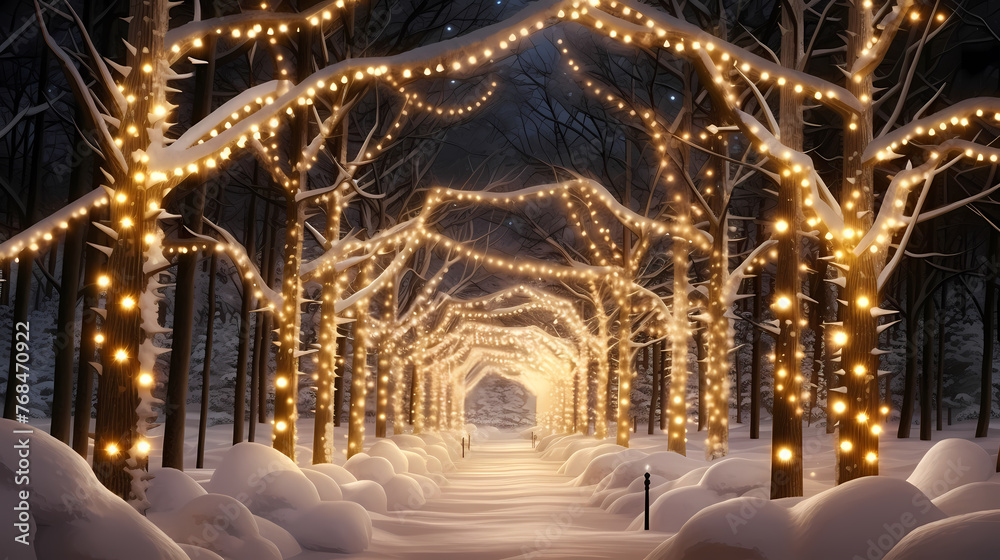Charming tunnel of twinkling lights Charming tunnel of twinkling lights