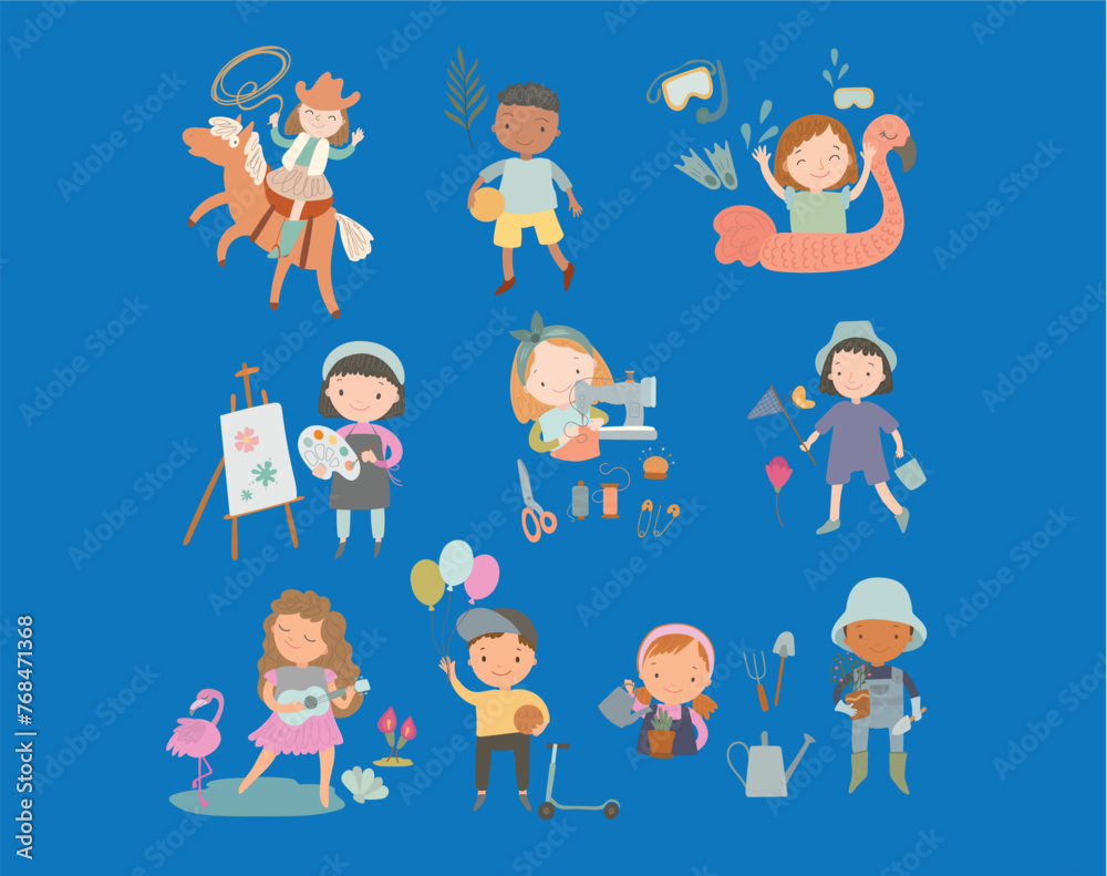 set of cartoon children set of cartoon children