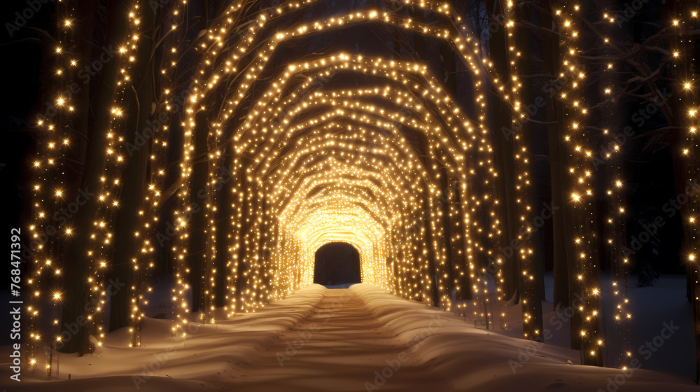 Fototapeta premium Charming tunnel of twinkling lights