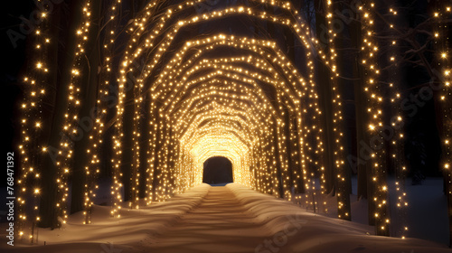 Charming tunnel of twinkling lights