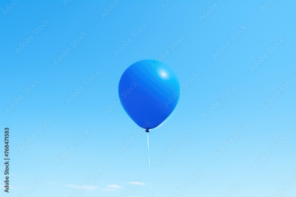 Obraz premium a blue balloon floating in the sky, banner with copy space for text. Generative A