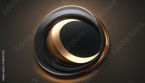 solar eclipse in black and bronze abstract colorful shape, 3d render style, isolated on a transparent background colorful background