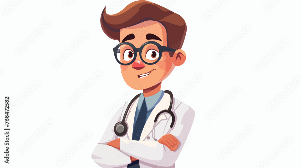 Fun doctor flat vector isolated on white background 