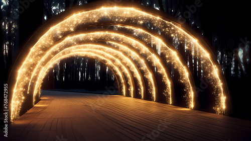 A tunnel with lantern lights creates a dynamic visual impact