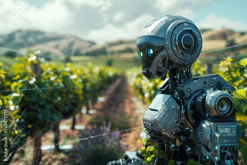 AI robot works in vineyards