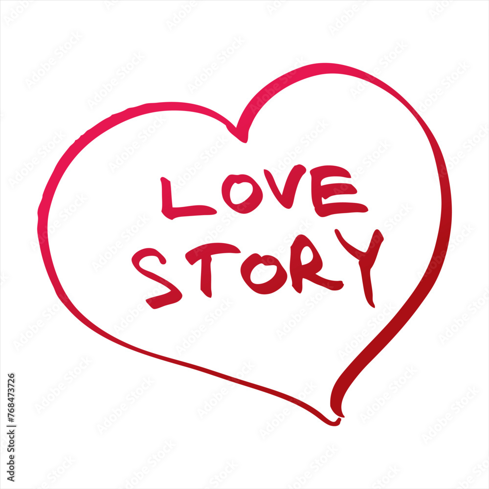 Vector heart with signature love story