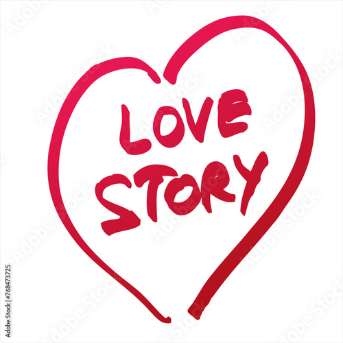 Vector heart with signature love story