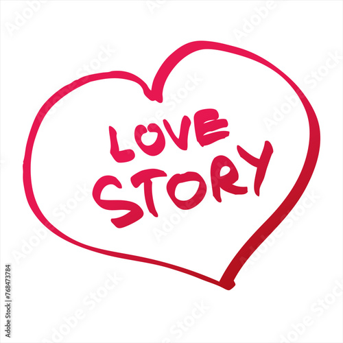 Vector heart with signature love story