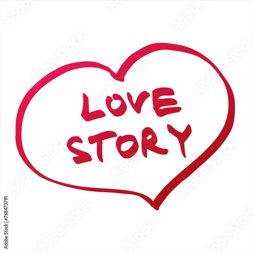 Vector heart with signature love story