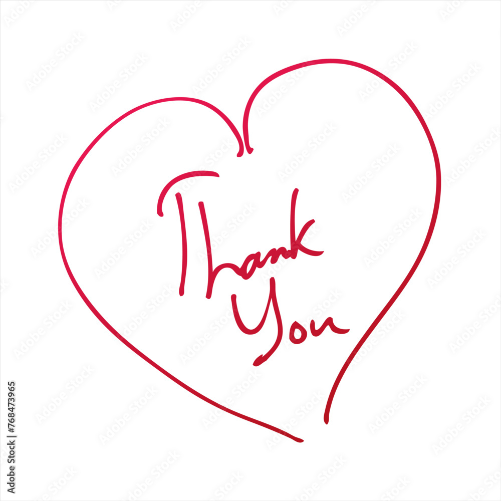Vector heart with signature thank you