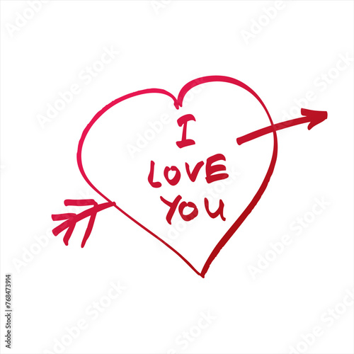 Vector heart with signature i love you