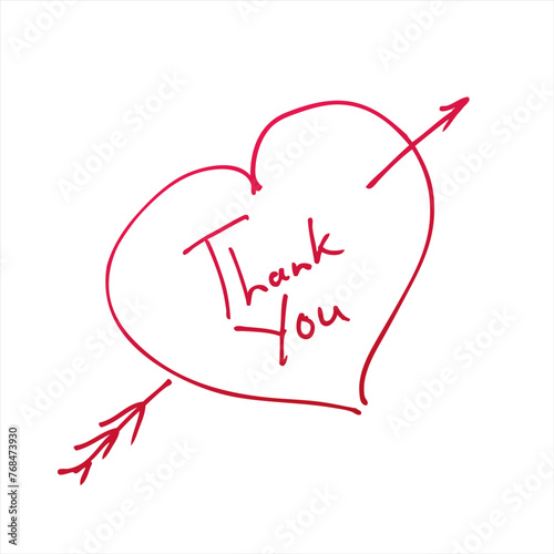 Vector heart with signature thank you