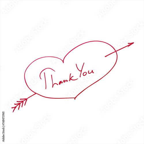 Vector heart with signature thank you