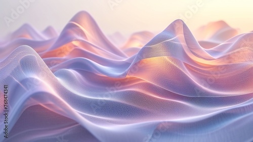 Geometric Ribbon Tranquility: Amidst a serene backdrop, a lone 3D ribbon exhibits graceful geometric details. photo