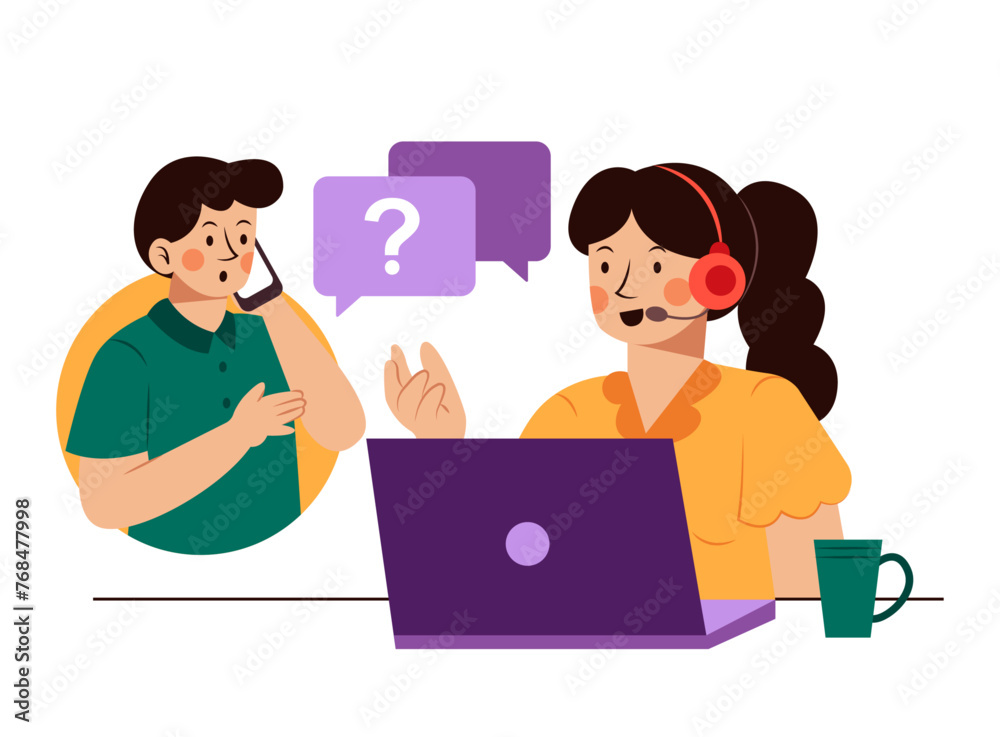 Customer Service Character Concept Illustration. Customer Service Character Concept Illustration.