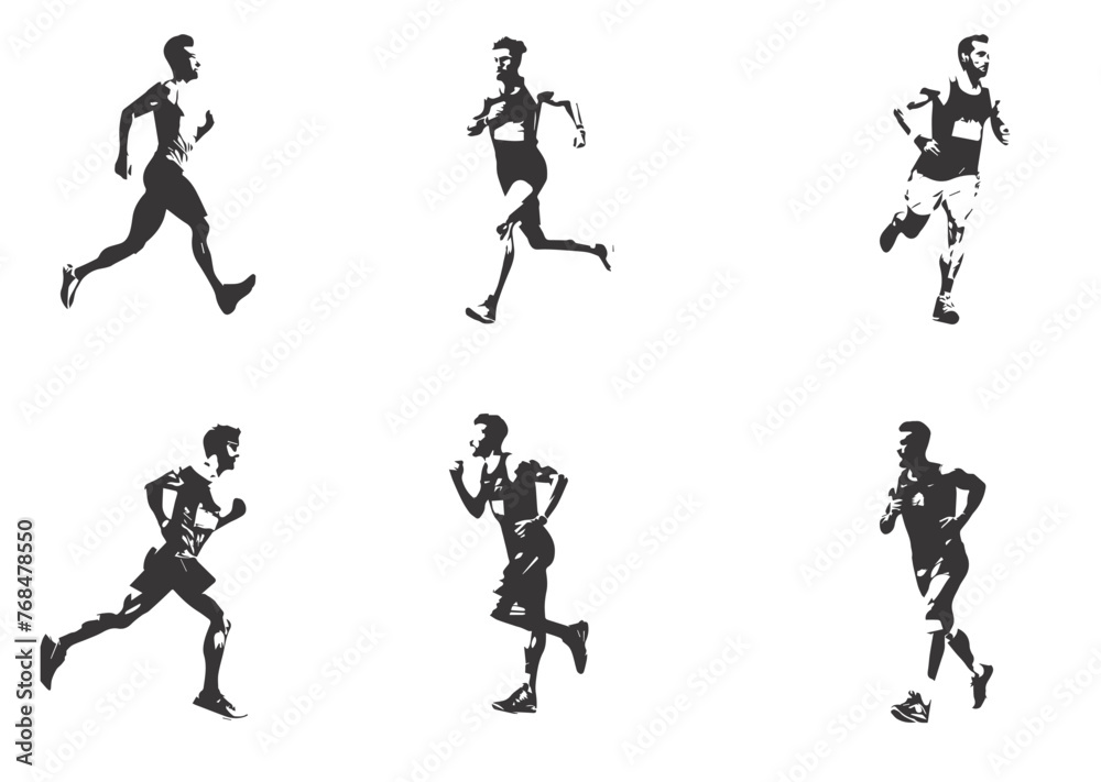 silhouette run man. vector people running silhouettes silhouette run man. vector people running silhouettes