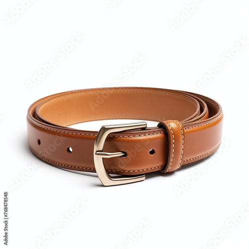 brown leather belt isolated on white background