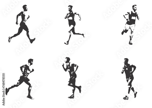 silhouette run man. vector people running silhouettes
