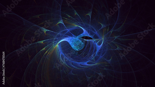 3D manual rendering abstract blue fractal light background. Its not AI Generatd illustration.