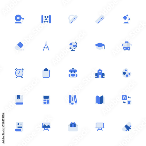 School Icon with Monochrome Style. Education Icon Collection with Editable Stroke and Pixel Perfection