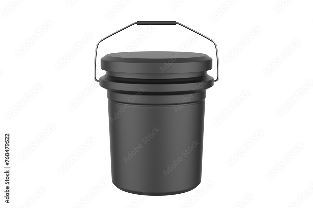 plastic bucket with lid on a isolated on white background. 3d illustration