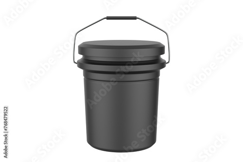 plastic bucket with lid on a isolated on white background. 3d illustration