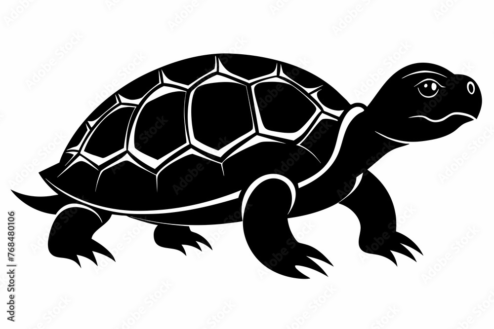 turtle black silhouette vector with white background. Stock Vector ...