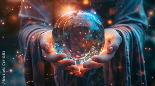 People hold crystal balls to predict the future. or predicting what will happen © Sittipol 