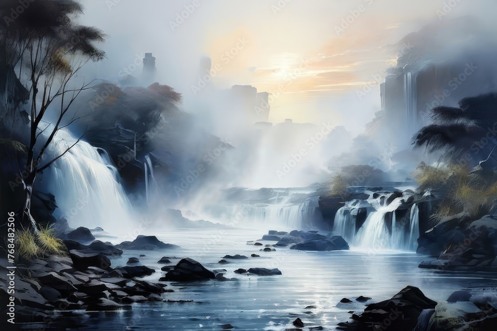 Fototapeta premium a Chinese traditional ink drawing technique. handmade watercolor drawing