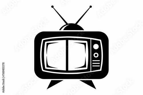 TV logo black silhouette with white background.