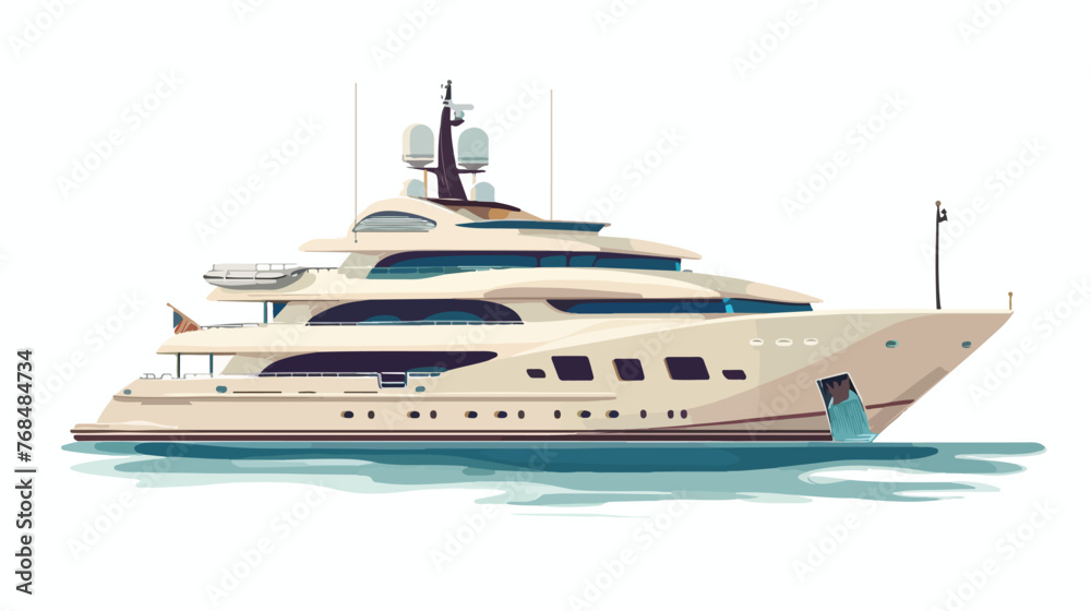 Luxury yacht on white background. flat vector 