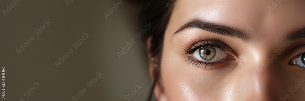 Obraz premium Brown Eye with Delicate Eyebrows in Natural Light