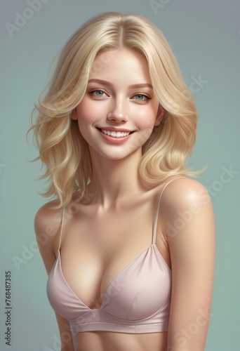 Beautiful blonde woman with perfect skin and natural make-up   Studio shot