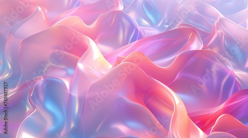 Glowing waves glisten in the light, their 3D liquid form radiating with serene colors that evoke a sense of inner peace.