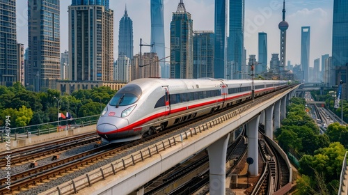 High-speed train carrying passengers
