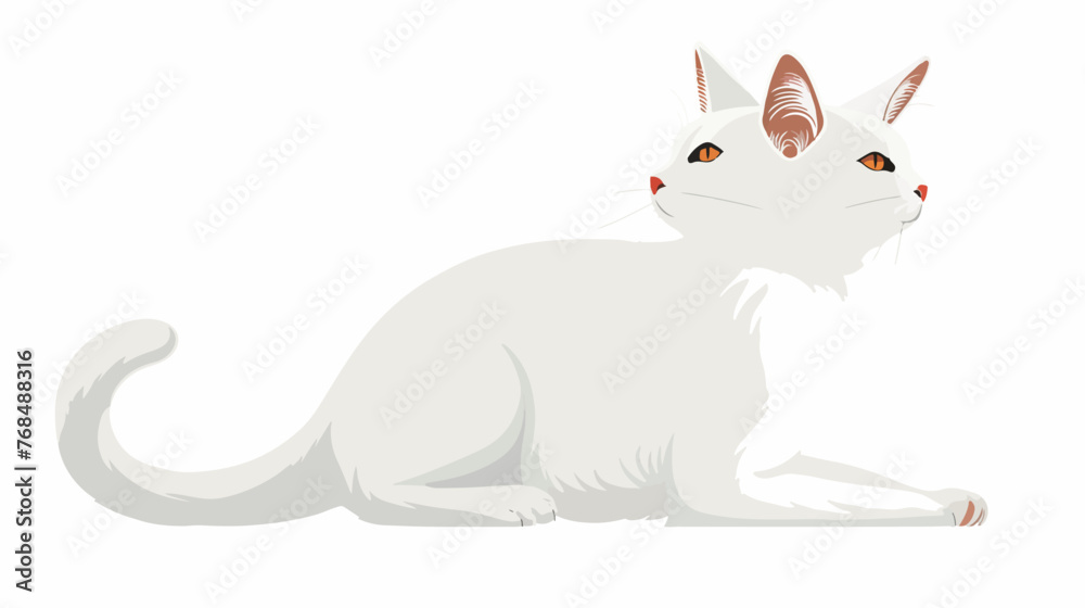 White Cat Flat vector isolated on white background 