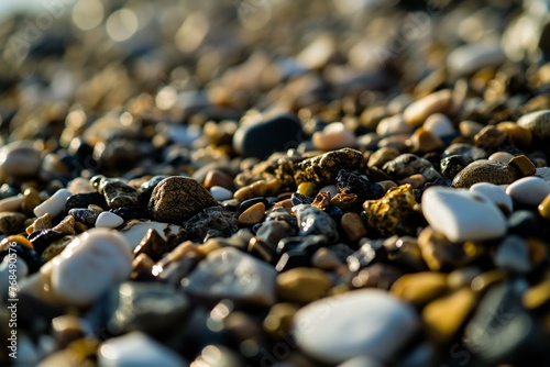 Pebble stones on the beach, natural background, shallow depth of field