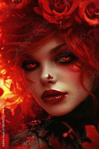 Beautiful girl with red hair and bright make-up,  Beauty, fashion