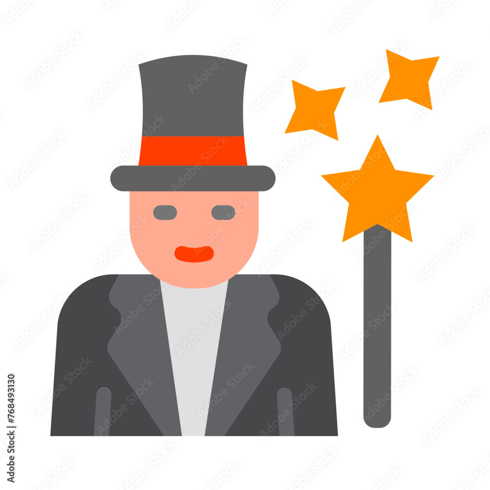 Magician Vector Flat Icon Design Vector Flat Icon Design