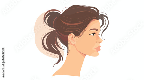 Beautiful and young woman head flat vector isolated on
