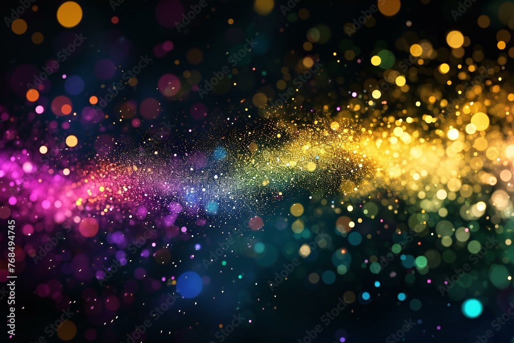 Abstract colorful bokeh background with glitter defocused lights and stars