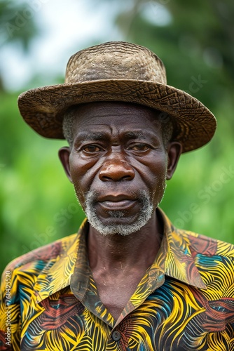 Unidentified Ghanaian man in a hat, People of Ghana suffer of poverty due to the economic situation