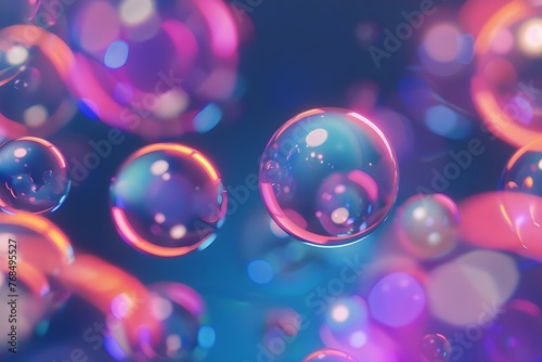 Colorful bubbles in a realistic generative AI cleaning simulation. Concept Generative AI, Colorful Bubbles, Cleaning Simulation, Realistic Graphics
