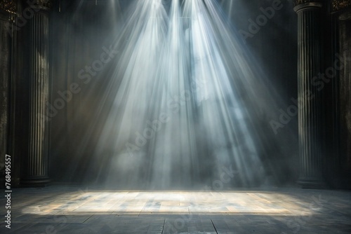 Stage Spotlight with Light rays and smoke, Stage Spotlight with Light rays