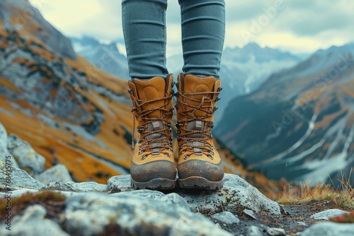 Adventurous Hiker Surveys the Majestic Mountain Range at Dusk