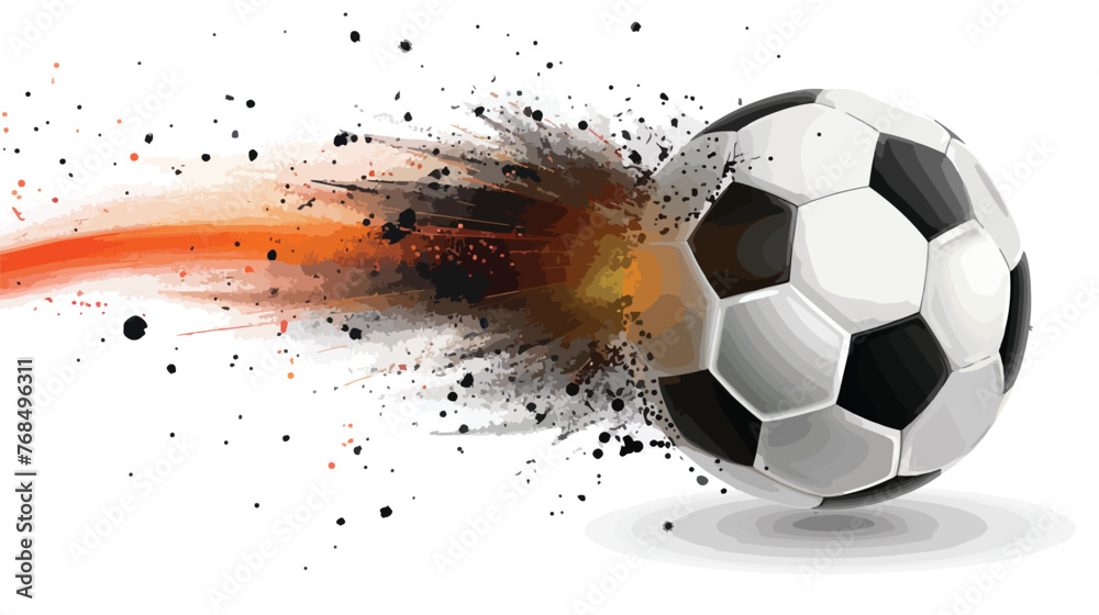 Black Soccer ball with Rotating Particles under Orange